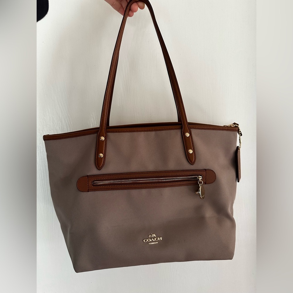Coach Sawyer Canvas Leather Trim Tote